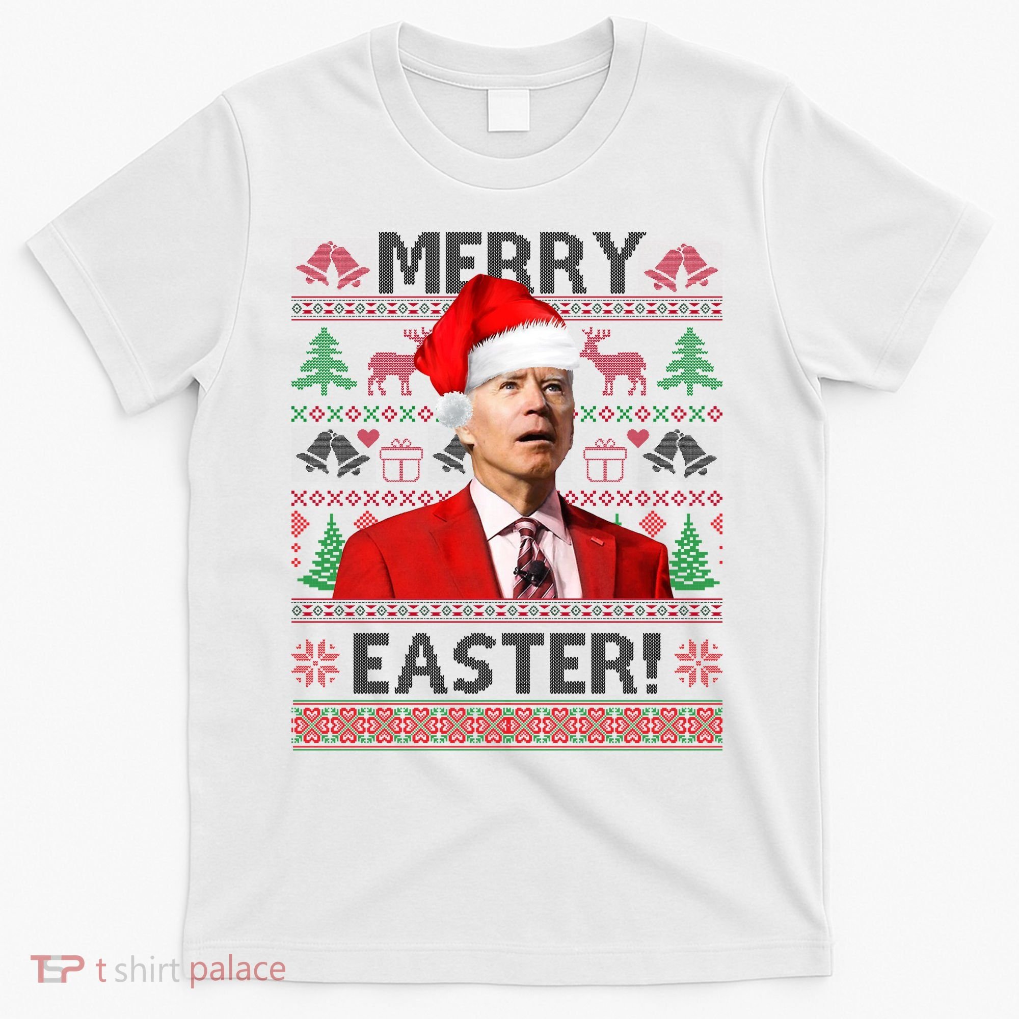Funny Santa Joe Biden Merry Easter Ugly Christmas T-Shirt