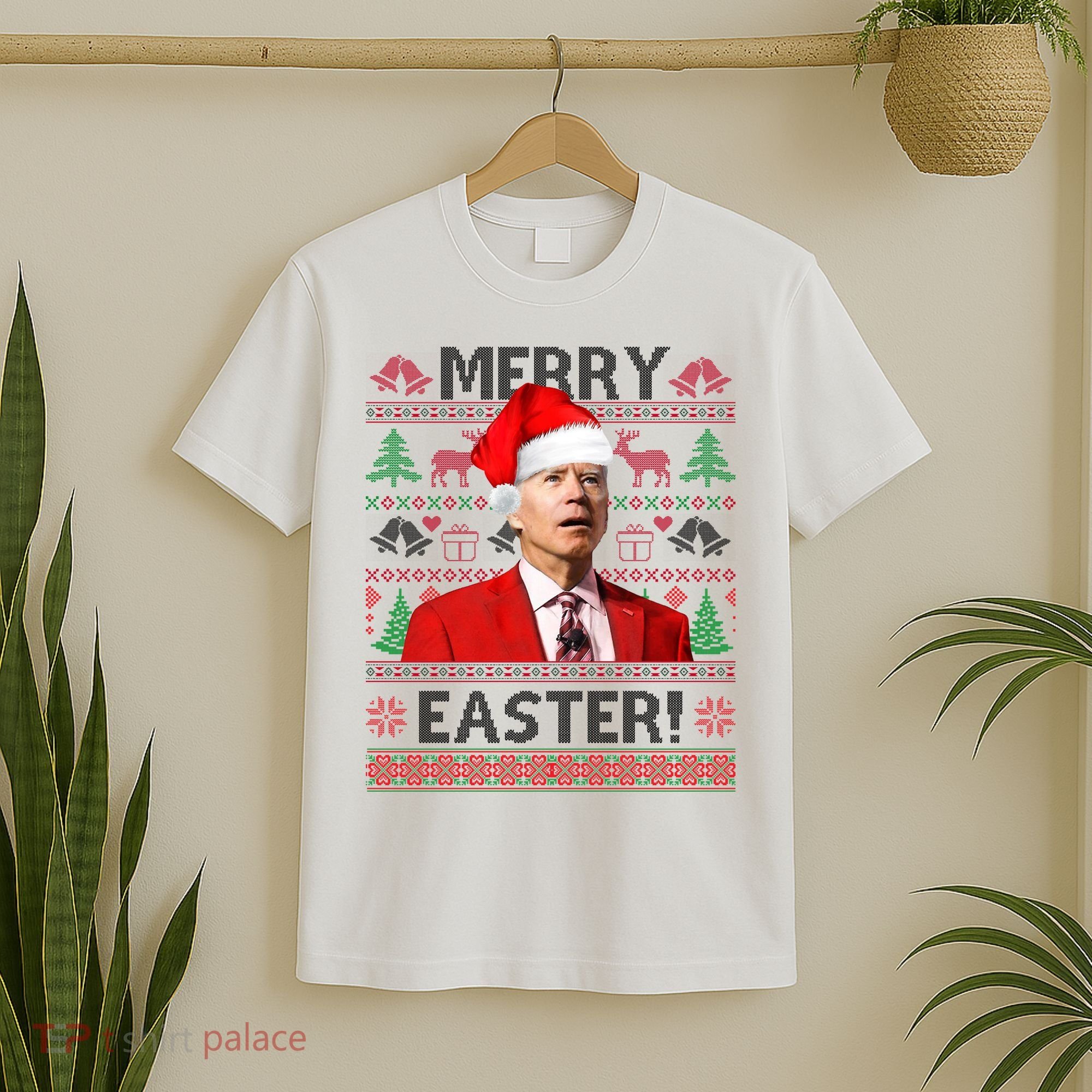 Funny Santa Joe Biden Merry Easter Ugly Christmas T-Shirt