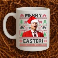 Funny Santa Joe Biden Merry Easter Ugly Christmas Coffee Mug thumb 2