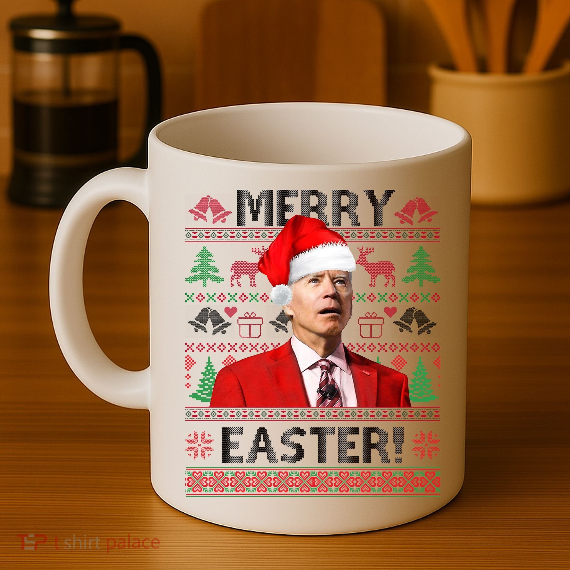 Funny Santa Joe Biden Merry Easter Ugly Christmas Coffee Mug