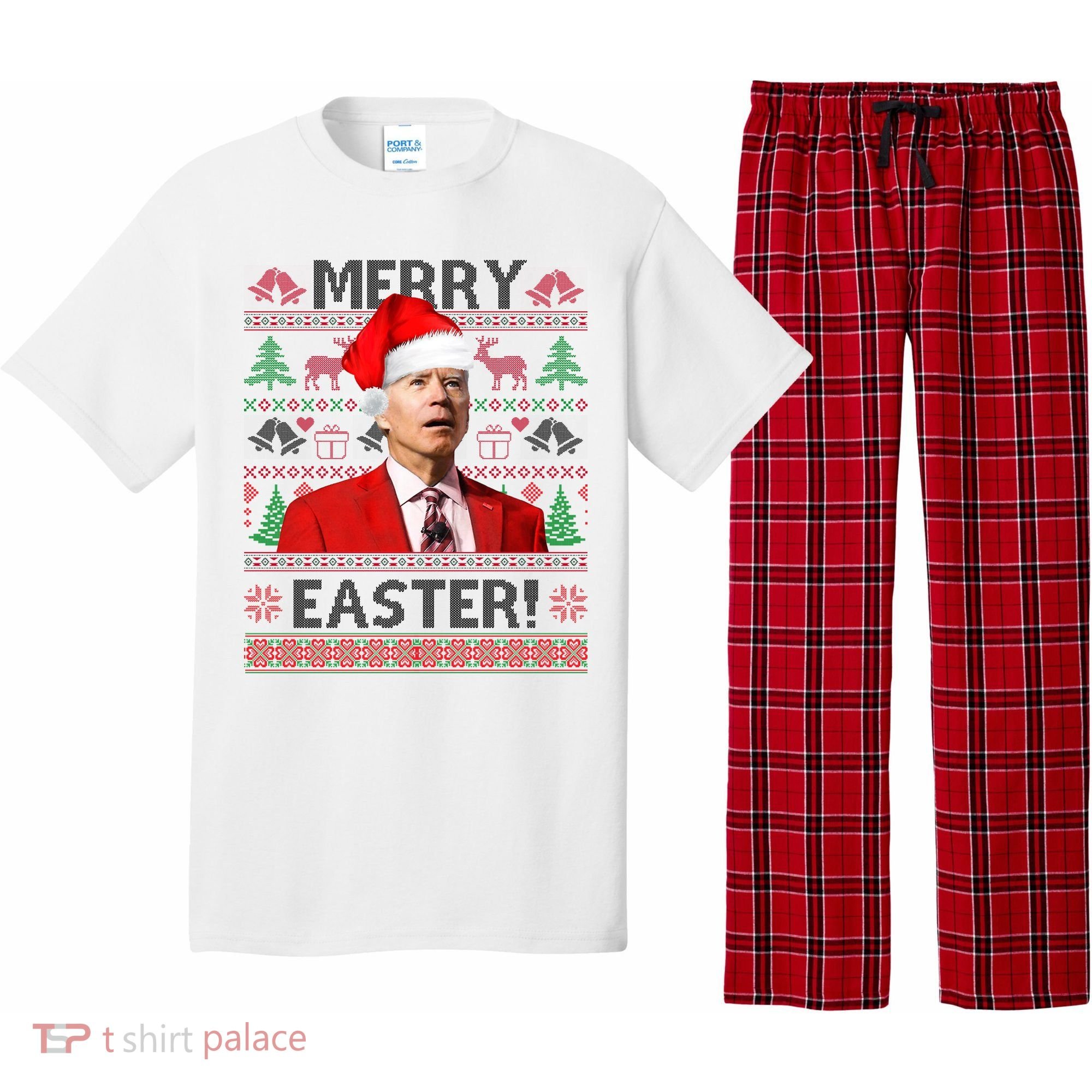 Funny Santa Joe Biden Merry Easter Ugly Christmas Pajama Set