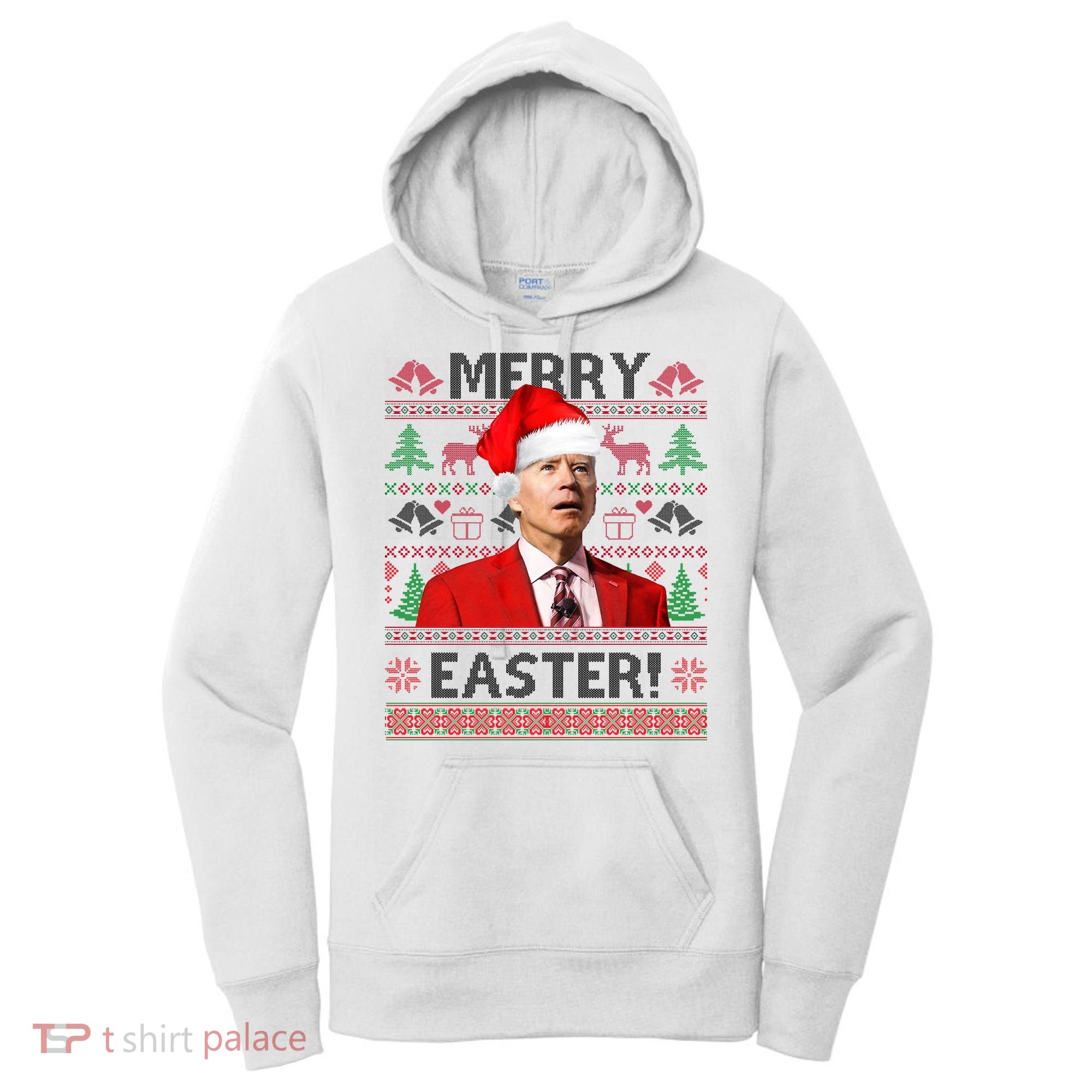 Funny Santa Joe Biden Merry Easter Ugly Christmas Women's Hoodie