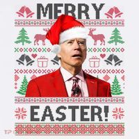 Funny Santa Joe Biden Merry Easter Ugly Christmas Women's Hoodie thumb 2