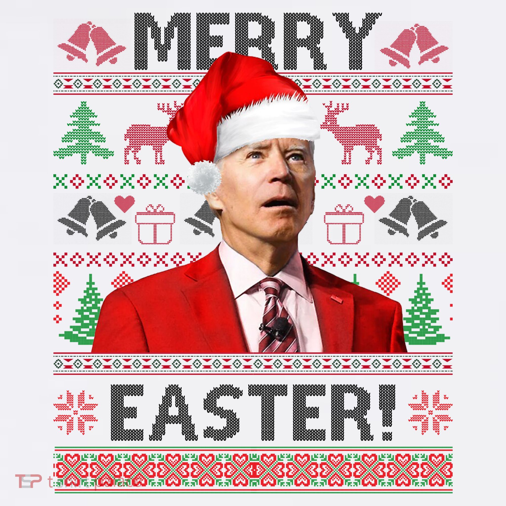 Funny Santa Joe Biden Merry Easter Ugly Christmas Women's Hoodie