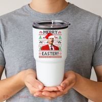 Funny Santa Joe Biden Merry Easter Ugly Christmas Tumbler thumb 2