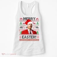 Funny Santa Joe Biden Merry Easter Ugly Christmas Women's Tank Top thumb 0