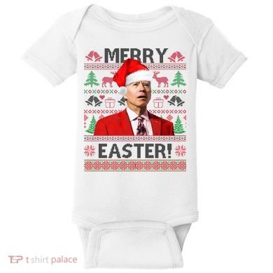Funny Santa Joe Biden Merry Easter Ugly Christmas Baby Bodysuit