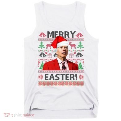 Funny Santa Joe Biden Merry Easter Ugly Christmas Tank Top