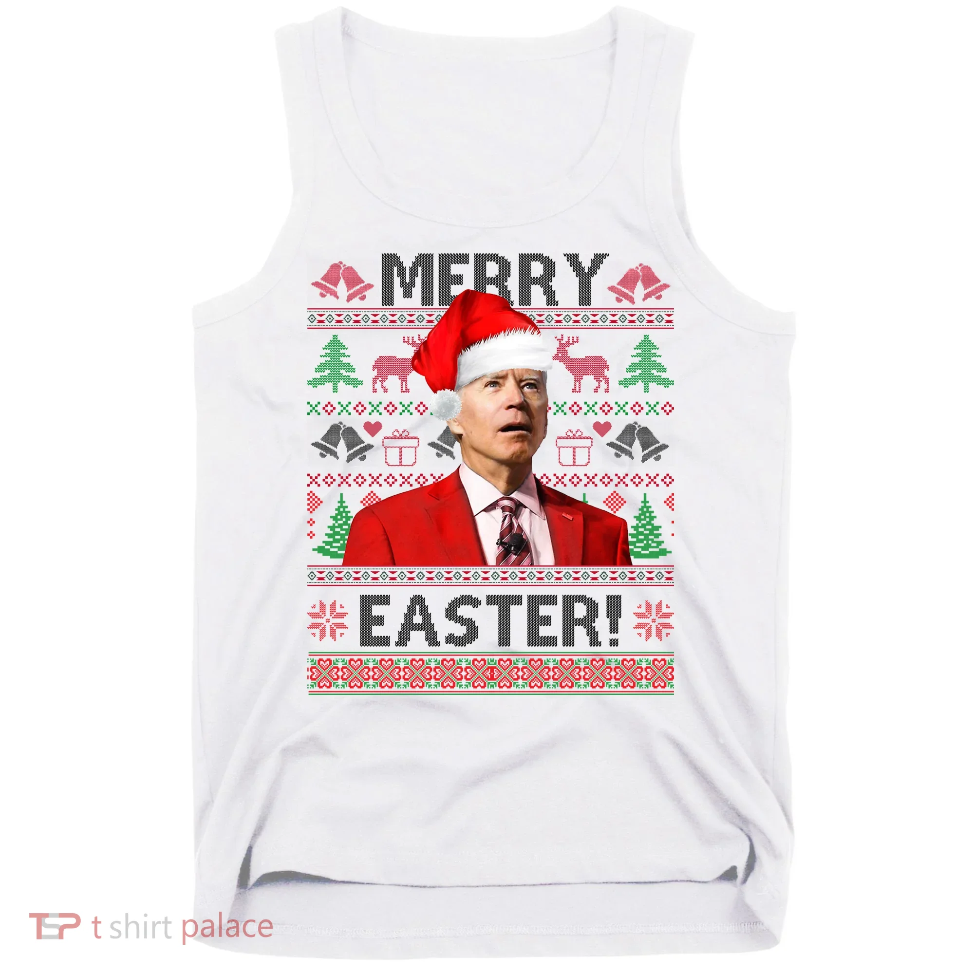 Funny Santa Joe Biden Merry Easter Ugly Christmas Tank Top