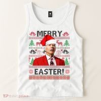 Funny Santa Joe Biden Merry Easter Ugly Christmas Tank Top thumb 2