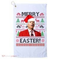 Funny Santa Joe Biden Merry Easter Ugly Christmas Golf Towel thumb 0