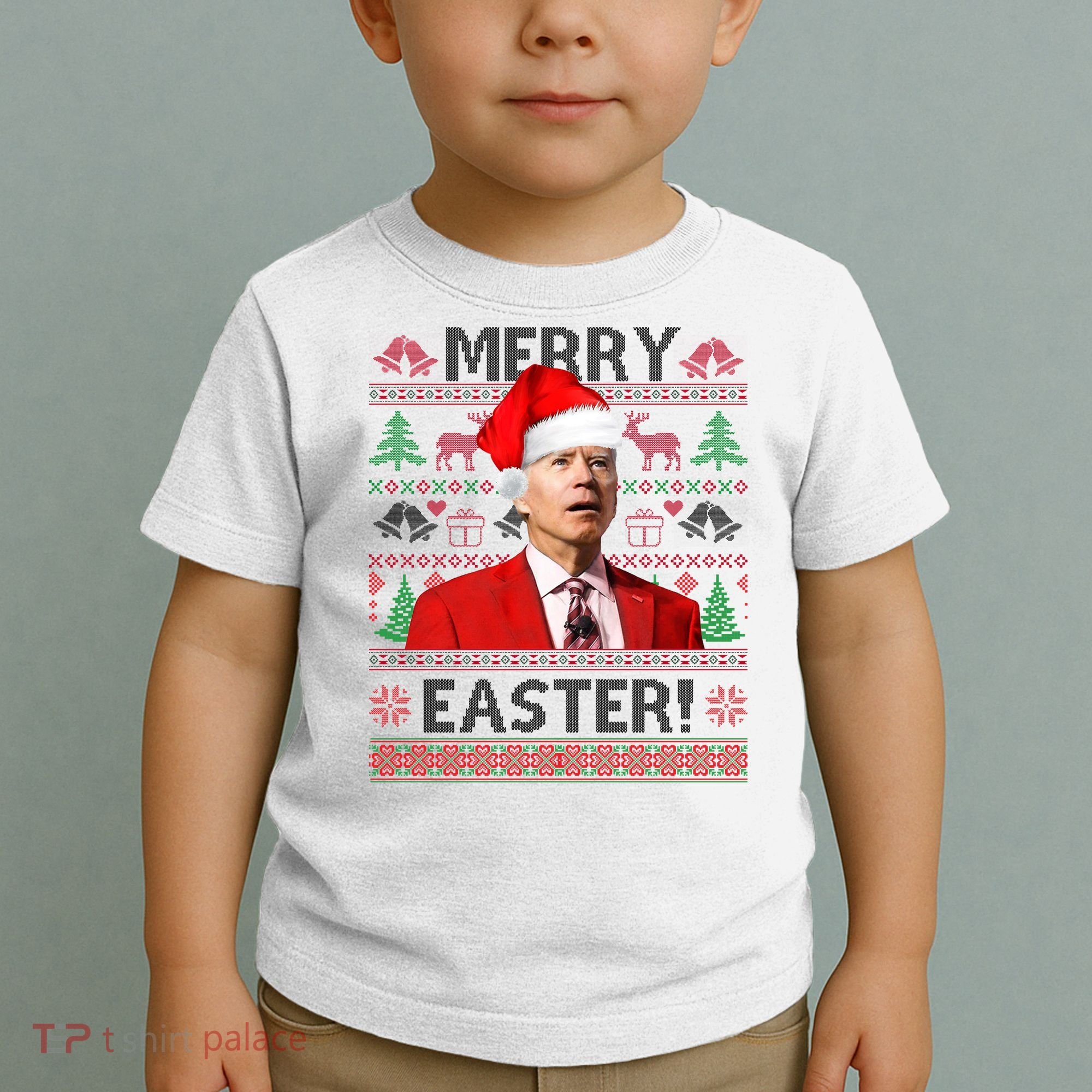 Funny Santa Joe Biden Merry Easter Ugly Christmas Toddler T-Shirt