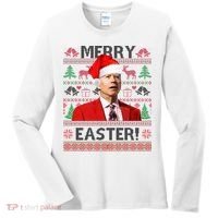 Funny Santa Joe Biden Merry Easter Ugly Christmas Women's Long Sleeve Shirt thumb 0