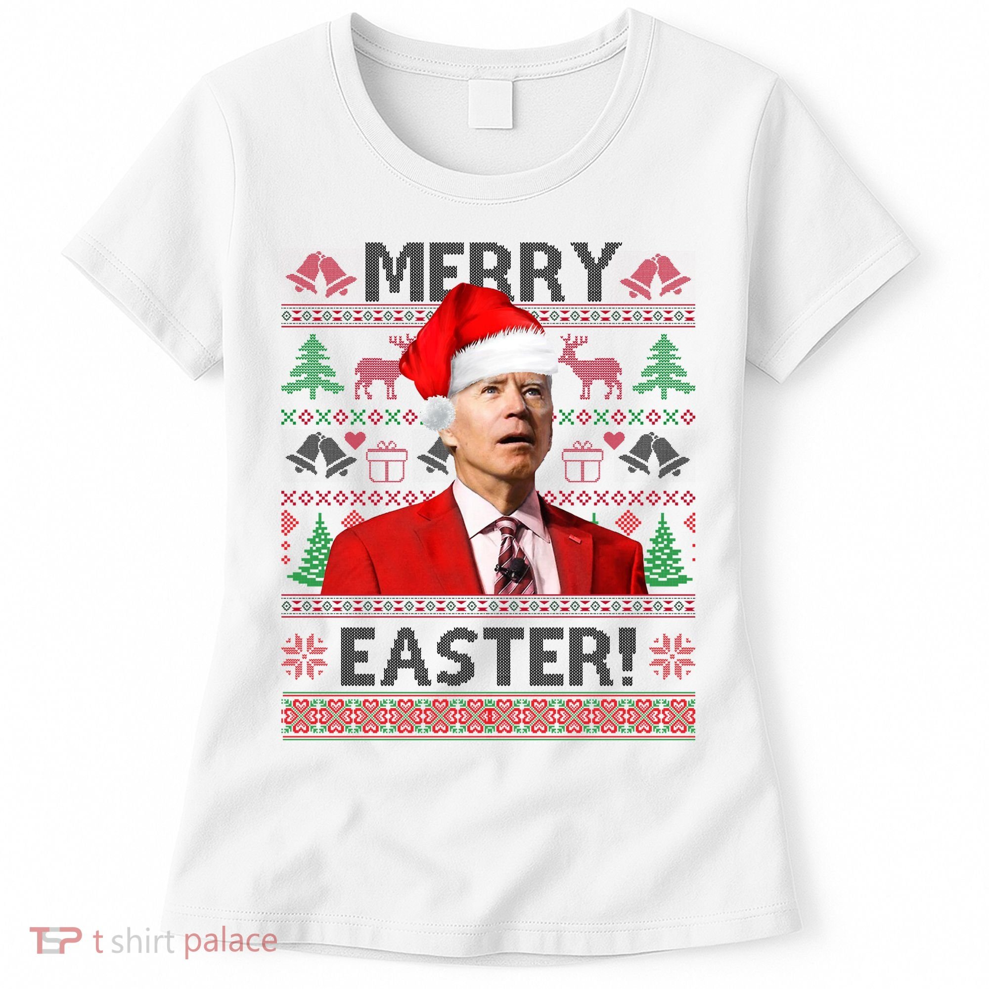 Funny Santa Joe Biden Merry Easter Ugly Christmas Women's T-Shirt