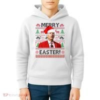 Funny Santa Joe Biden Merry Easter Ugly Christmas Kids Hoodie thumb 4