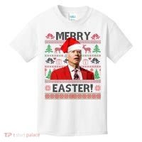Funny Santa Joe Biden Merry Easter Ugly Christmas Kids T-Shirt thumb 0