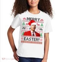 Funny Santa Joe Biden Merry Easter Ugly Christmas Kids T-Shirt thumb 2