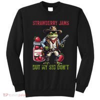 Funny Strawberry Jams But My Sig Don't Meme Frog Cowboy Sweatshirt thumb 0