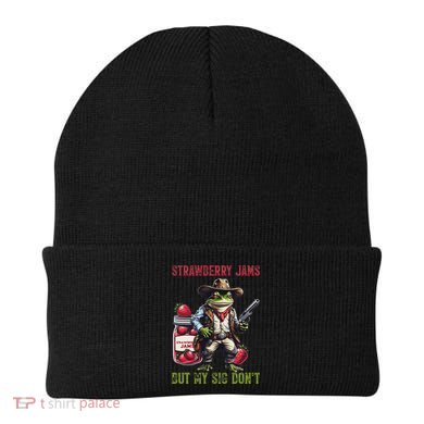 Funny Strawberry Jams But My Sig Don't Meme Frog Cowboy Beanie