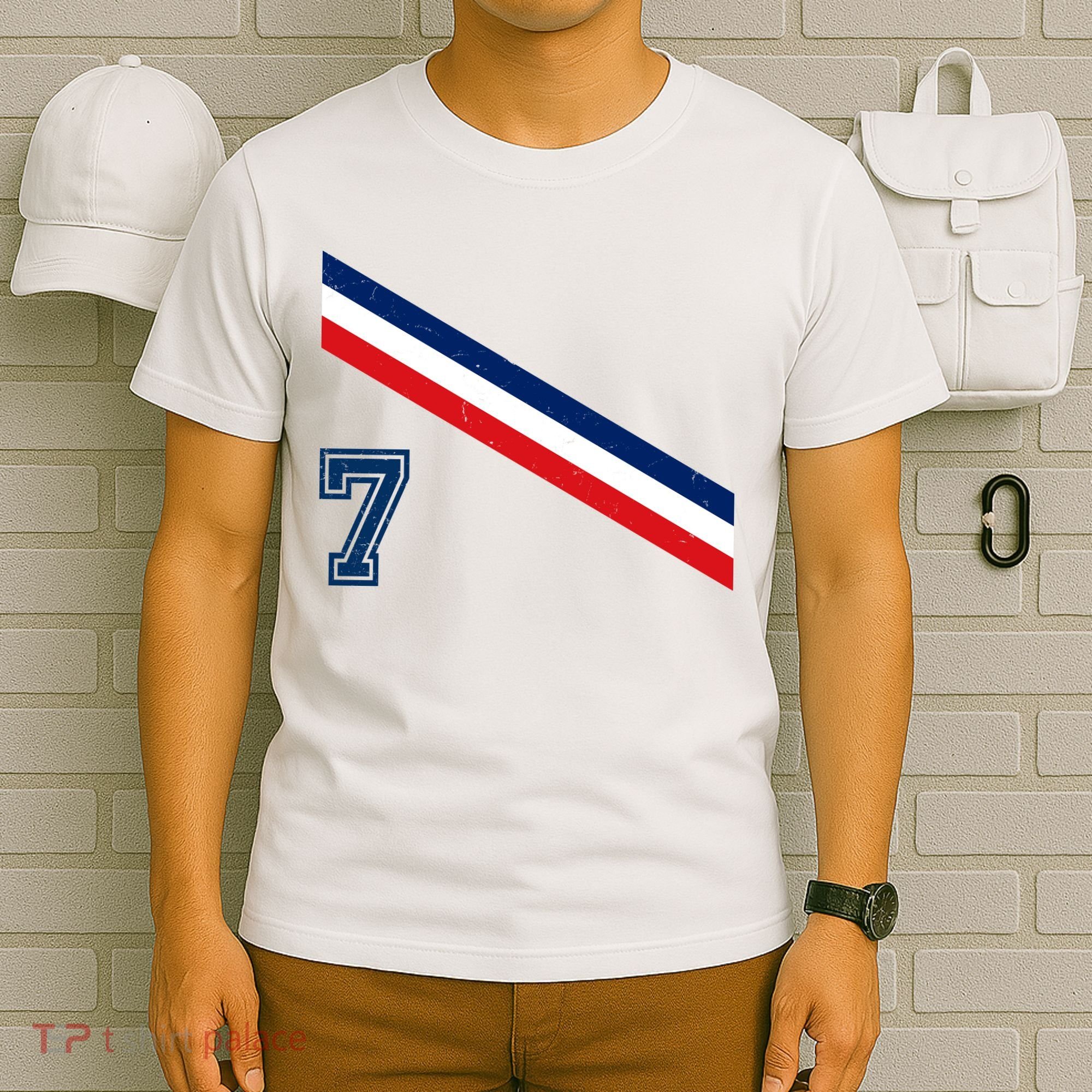 France Soccer Jersey Number 7 French Team Flag T-Shirt