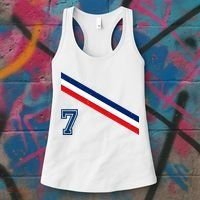 France Soccer Jersey Number 7 French Team Flag Women's Tank Top thumb 3