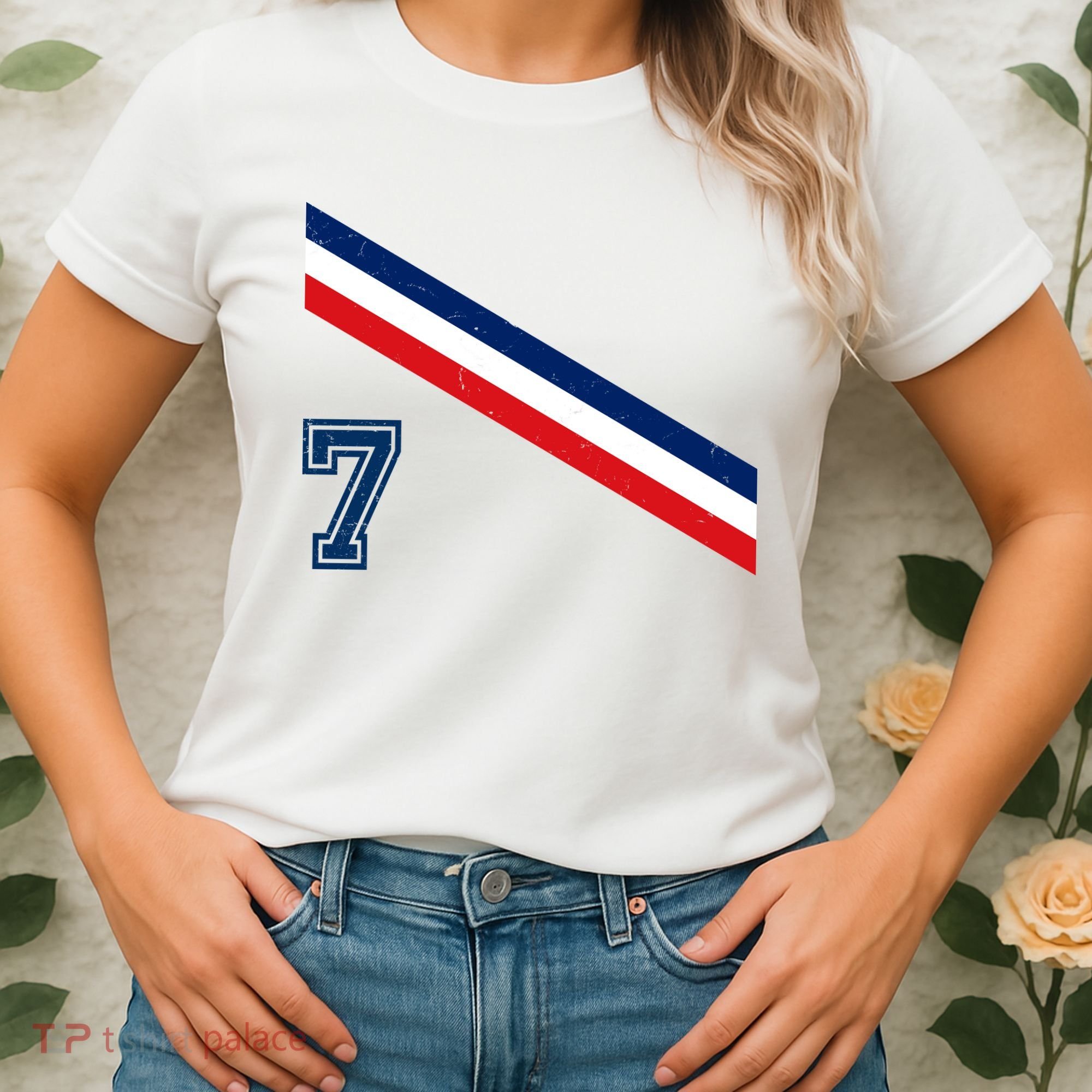 France Soccer Jersey Number 7 French Team Flag Women's T-Shirt
