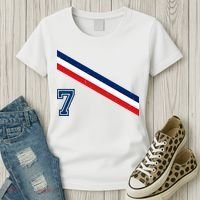 France Soccer Jersey Number 7 French Team Flag Women's T-Shirt thumb 3
