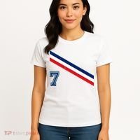 France Soccer Jersey Number 7 French Team Flag Women's T-Shirt thumb 4