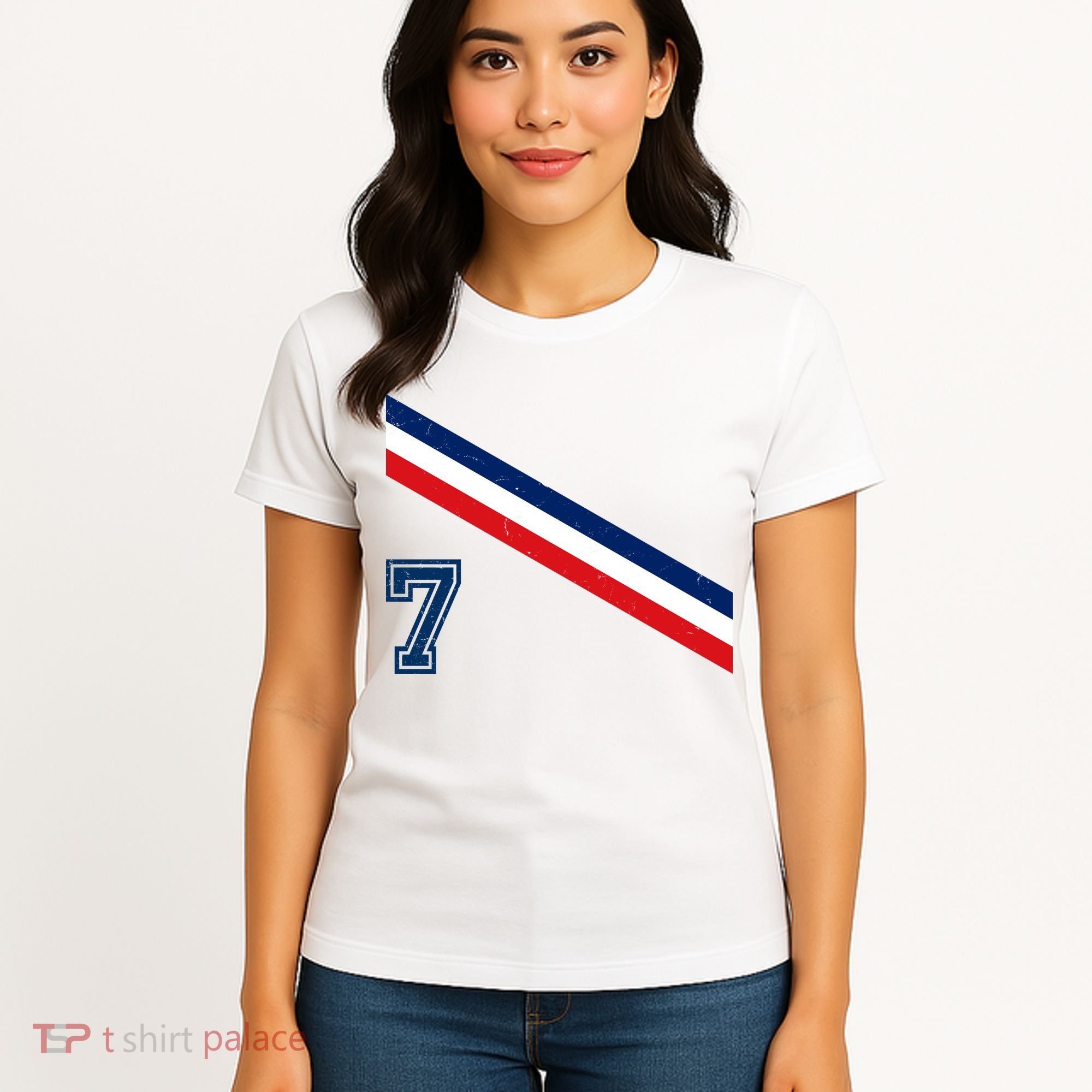 France Soccer Jersey Number 7 French Team Flag Women's T-Shirt