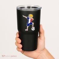 France Soccer Jersey Dabbing Boy French Flag Tumbler thumb 2