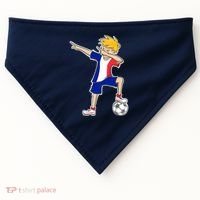 France Soccer Jersey Dabbing Boy French Flag USA-Made Doggie Bandana thumb 0