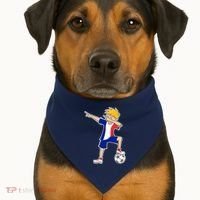 France Soccer Jersey Dabbing Boy French Flag USA-Made Doggie Bandana thumb 1