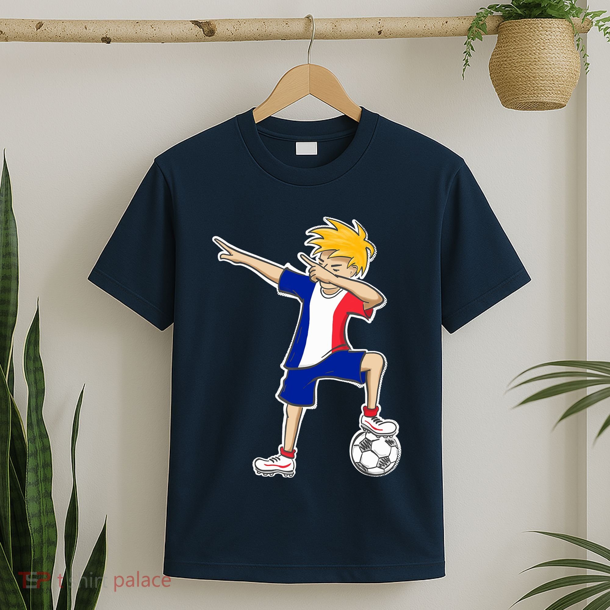 France Soccer Jersey Dabbing Boy French Flag T-Shirt