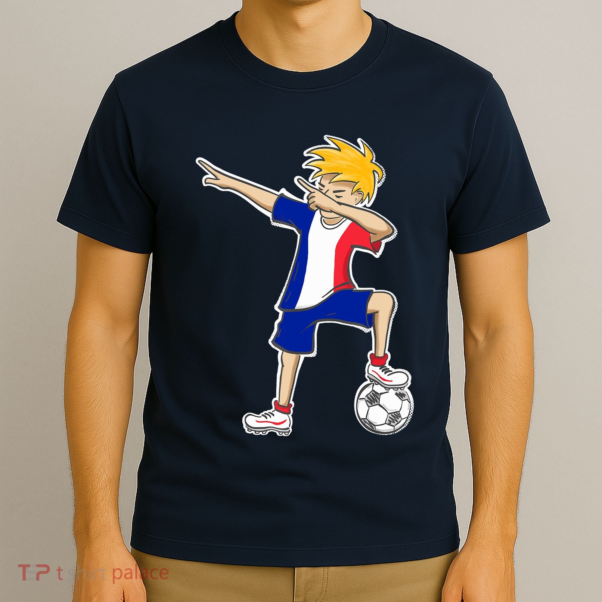 France Soccer Jersey Dabbing Boy French Flag T-Shirt