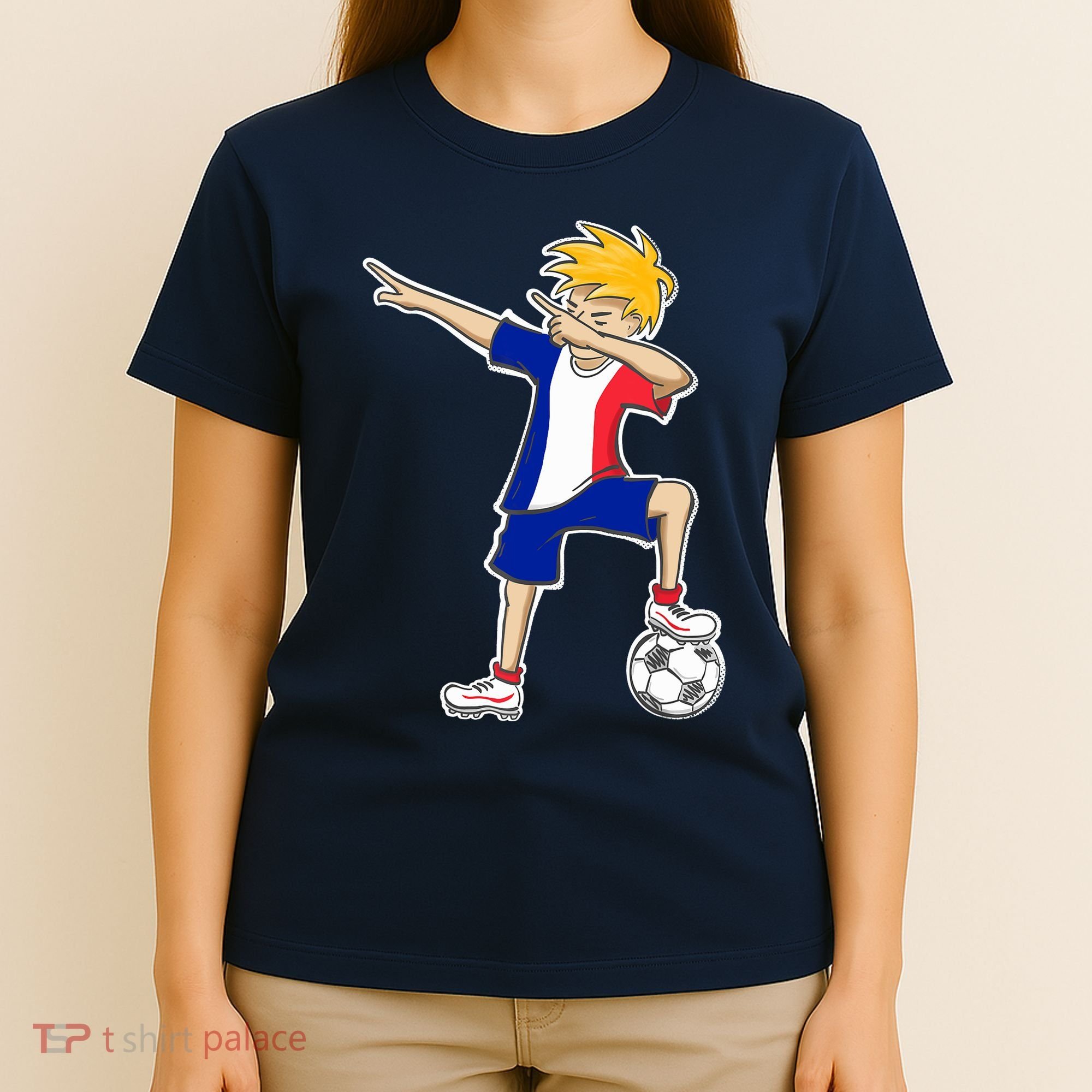 France Soccer Jersey Dabbing Boy French Flag T-Shirt
