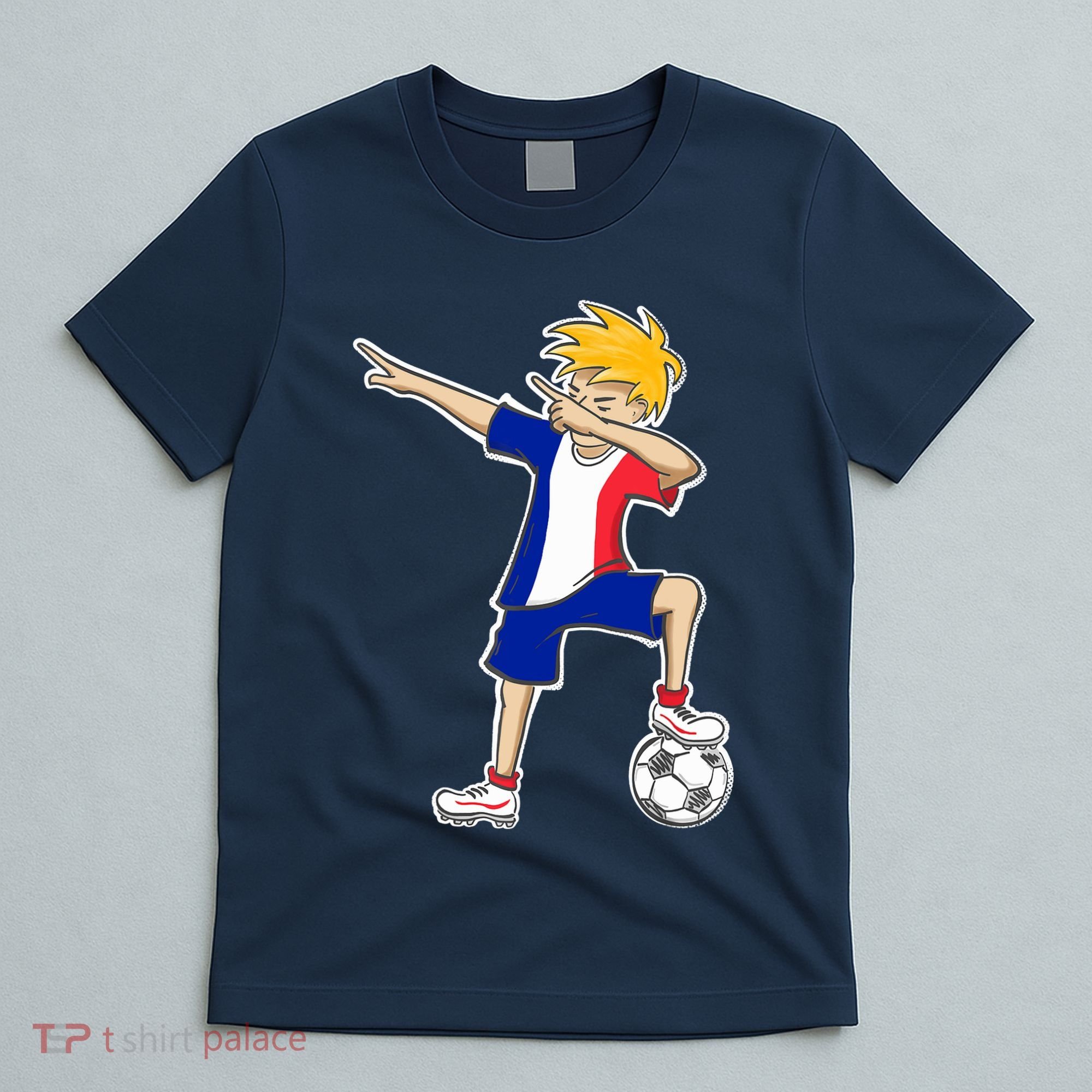 France Soccer Jersey Dabbing Boy French Flag T-Shirt