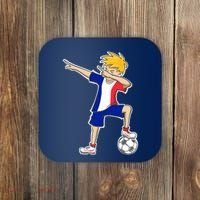 France Soccer Jersey Dabbing Boy French Flag Coaster thumb 0