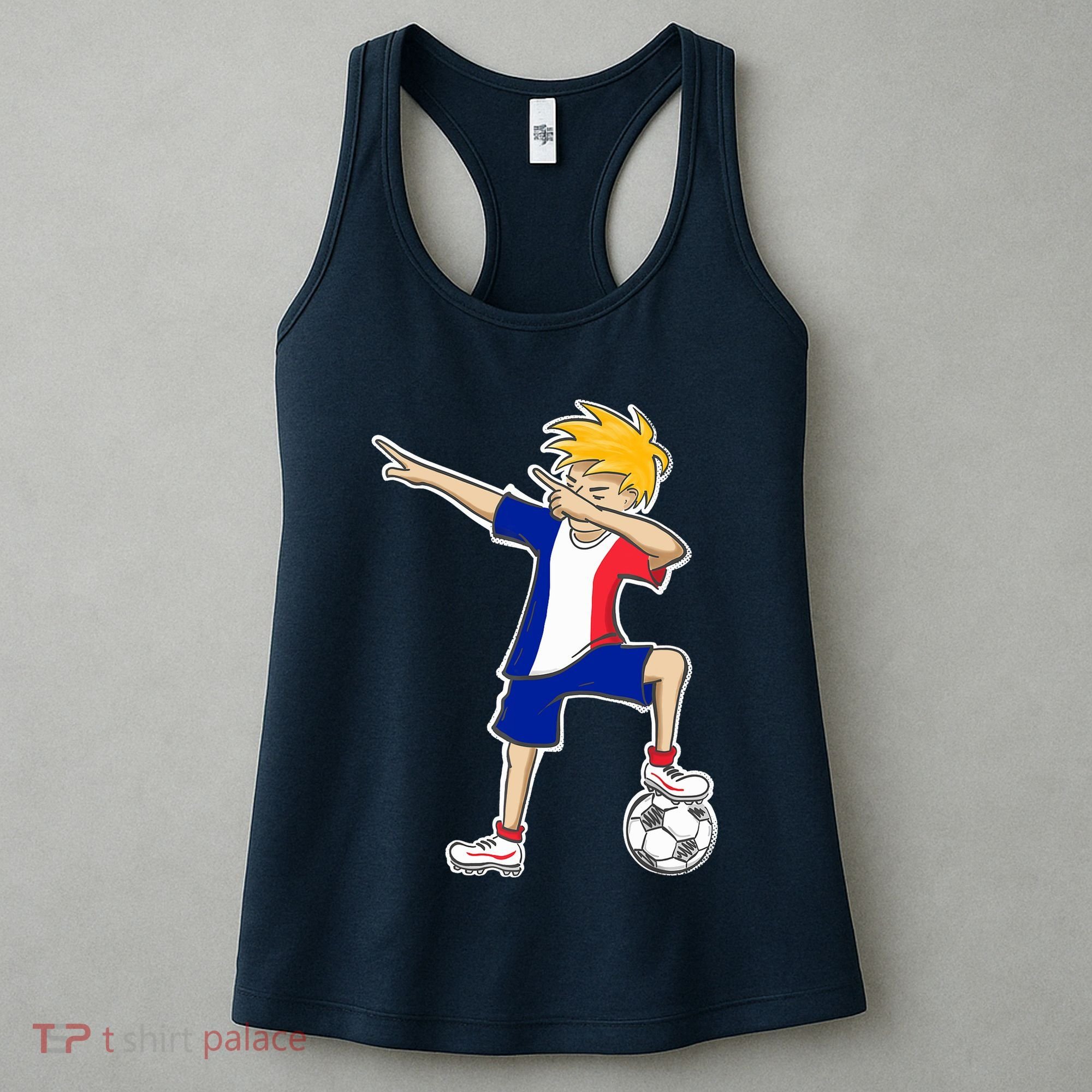 France Soccer Jersey Dabbing Boy French Flag Women's Tank Top
