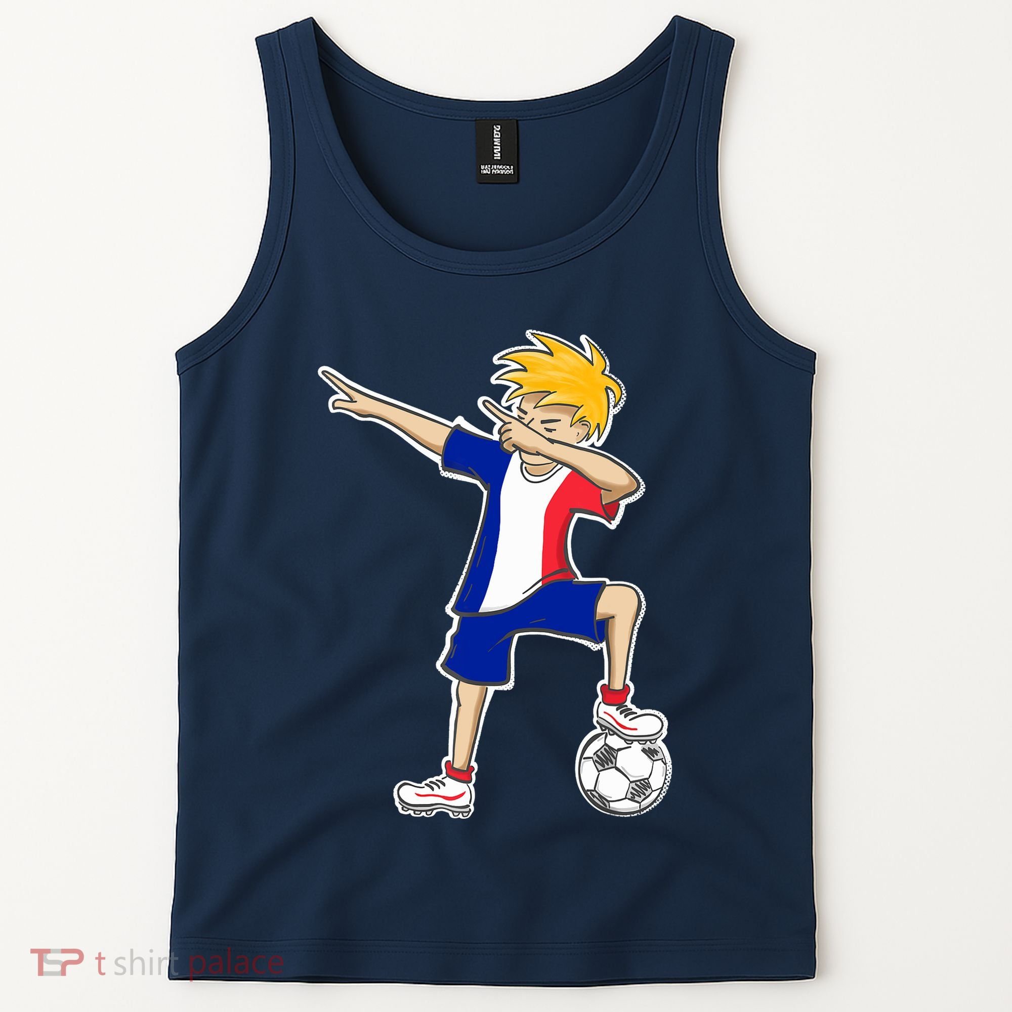 France Soccer Jersey Dabbing Boy French Flag Tank Top
