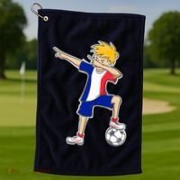 France Soccer Jersey Dabbing Boy French Flag Golf Towel thumb 1