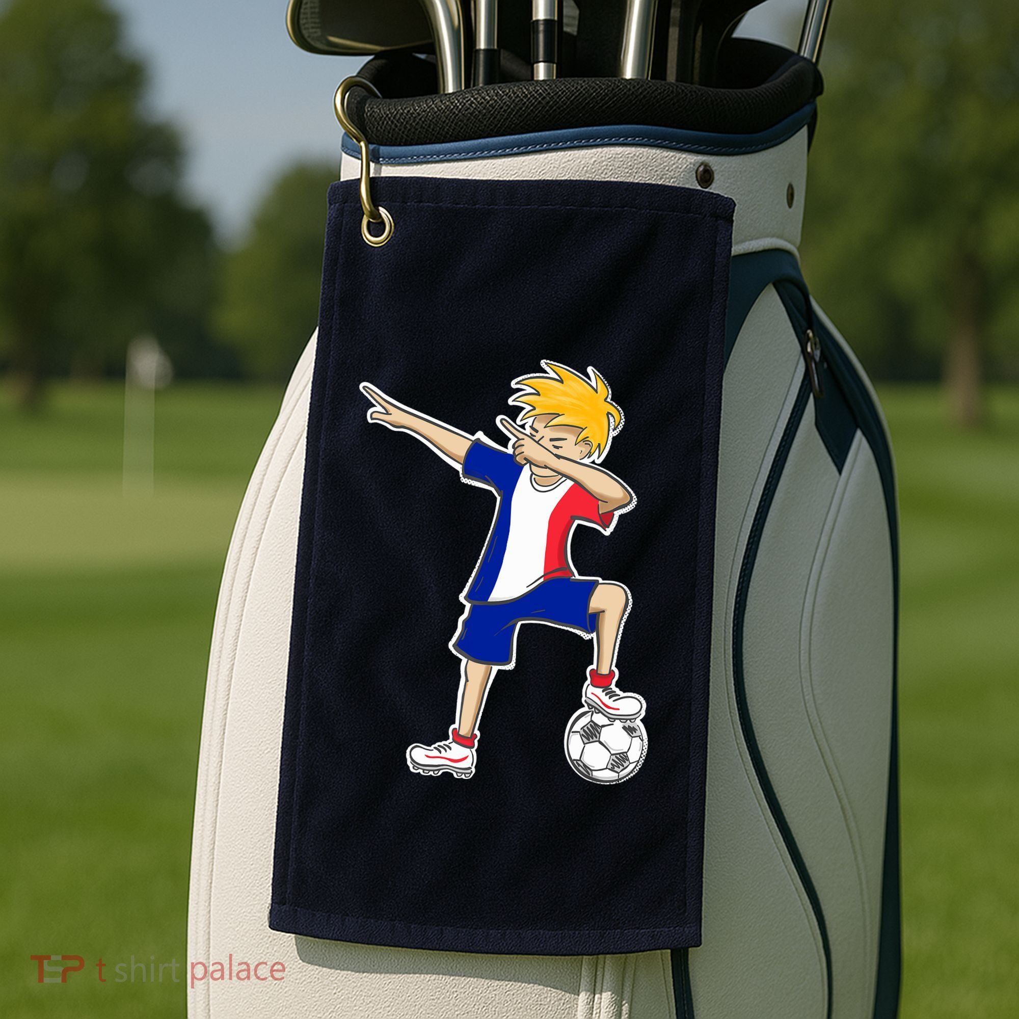France Soccer Jersey Dabbing Boy French Flag Golf Towel
