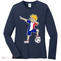 France Soccer Jersey Dabbing Boy French Flag Women's Long Sleeve Shirt thumb 0