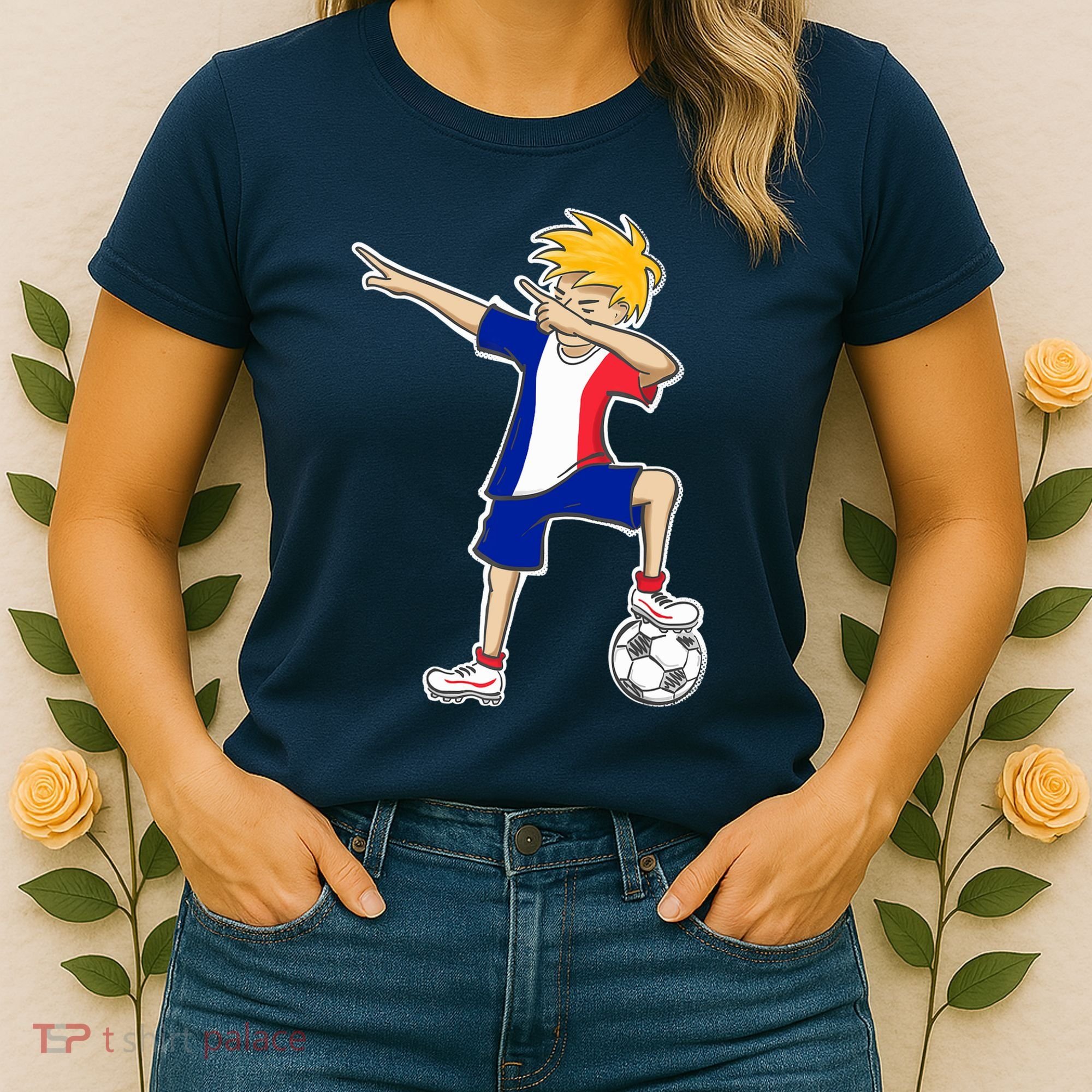 France Soccer Jersey Dabbing Boy French Flag Women's T-Shirt