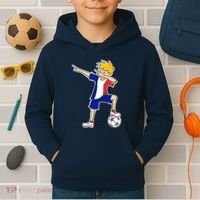 France Soccer Jersey Dabbing Boy French Flag Kids Hoodie thumb 2