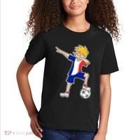 France Soccer Jersey Dabbing Boy French Flag Kids T-Shirt thumb 2