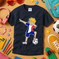France Soccer Jersey Dabbing Boy French Flag Kids T-Shirt thumb 3