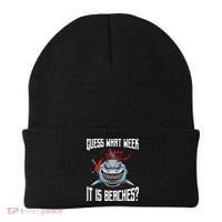 Funny Shark Joke Guess What Week It Is Sarcastic Party Beach Gift Beanie thumb 0