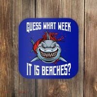 Funny Shark Joke Guess What Week It Is Sarcastic Party Beach Gift Coaster thumb 0