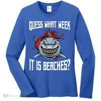 Funny Shark Joke Guess What Week It Is Sarcastic Party Beach Gift Women's Long Sleeve Shirt thumb 0