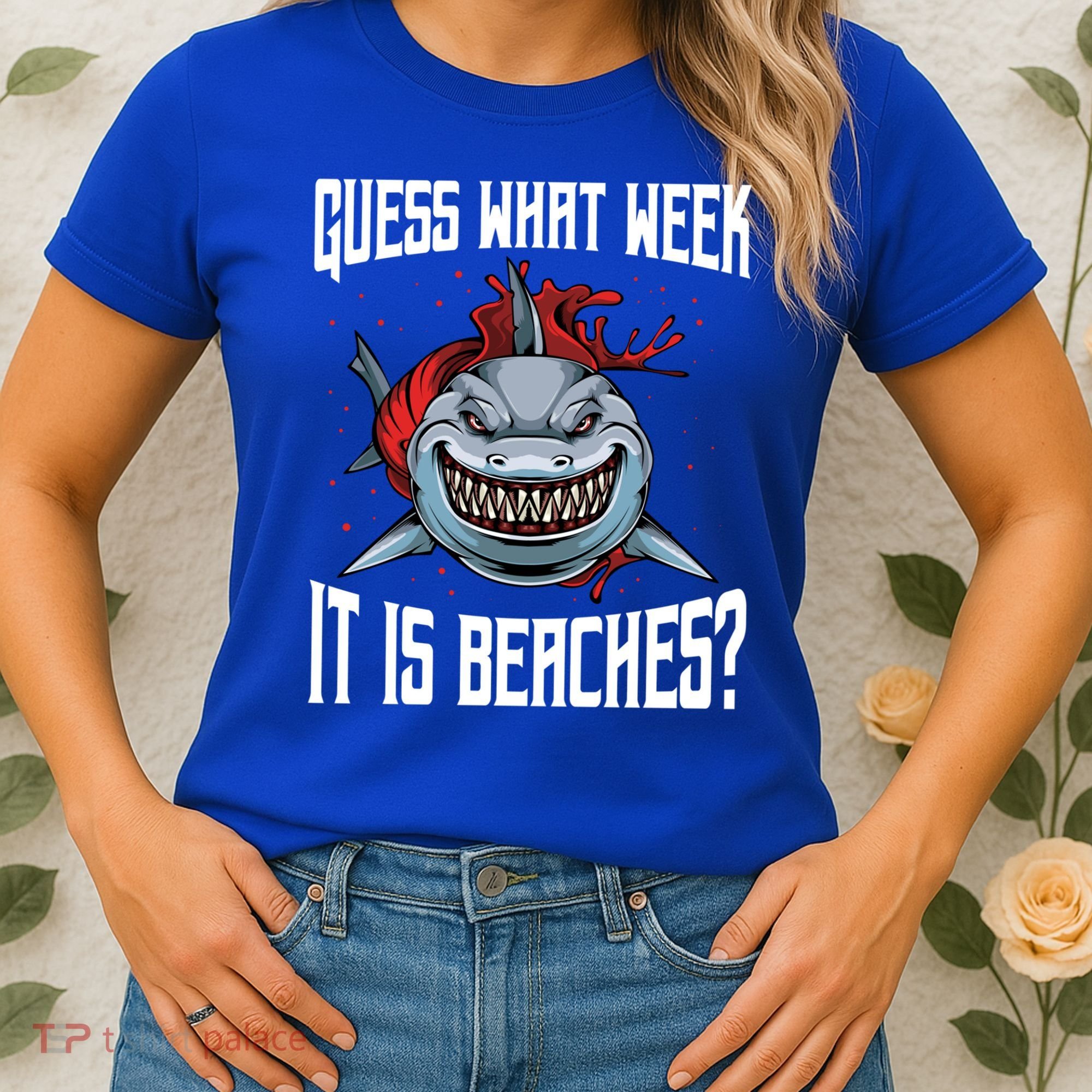 Funny Shark Joke Guess What Week It Is Sarcastic Party Beach Gift Women's T-Shirt